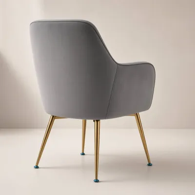 Silla Sitial Diamante Terciopelo con Brazos Patas Doradas