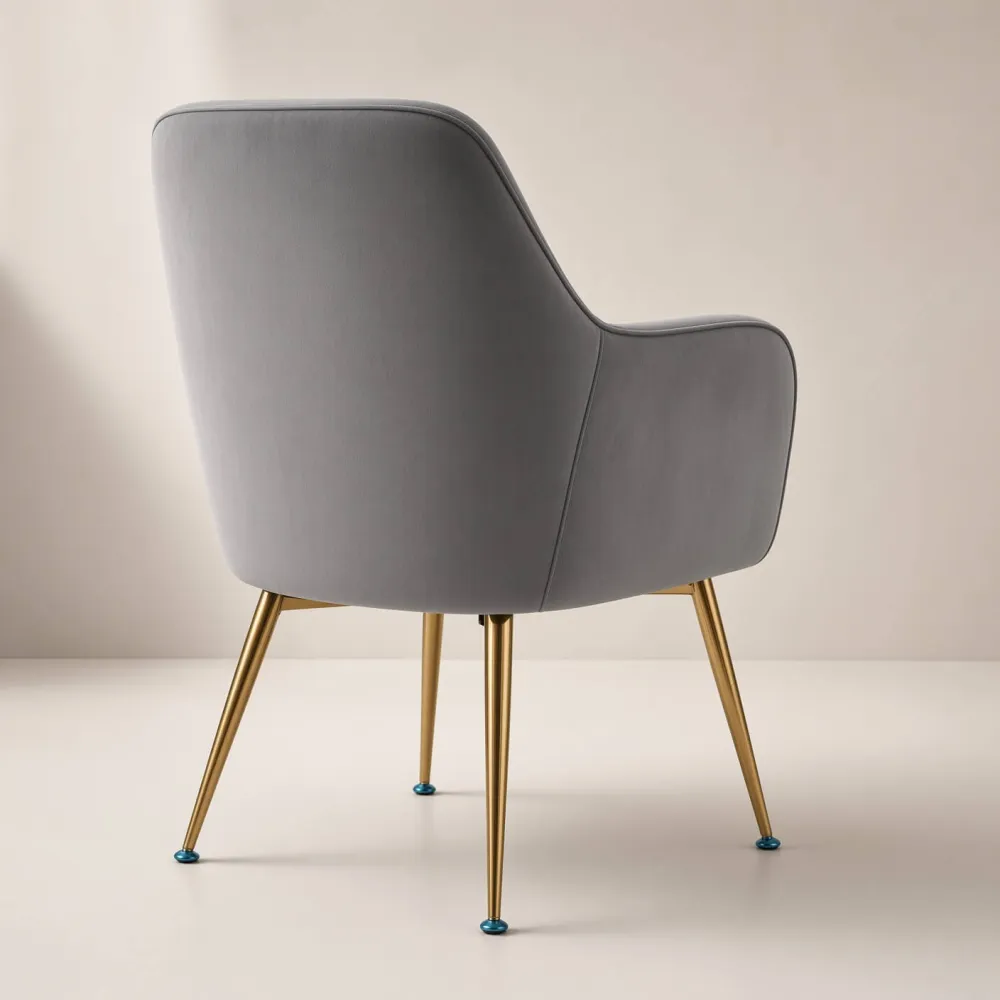 Silla Sitial Diamante Terciopelo con Brazos Patas Doradas