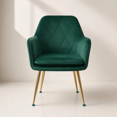 Silla Sitial Diamante Terciopelo con Brazos Patas Doradas