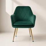 Silla Sitial Diamante Terciopelo con Brazos Patas Doradas