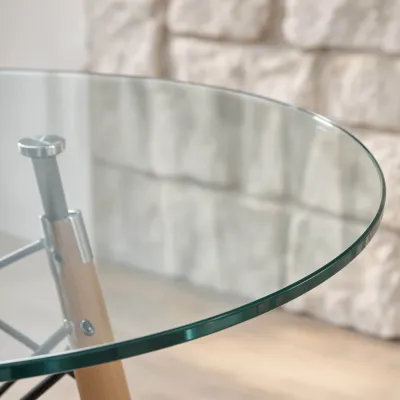 Comedor Mesa Redonda Vidrio 100cm 4 Sillas Eames Polipropileno