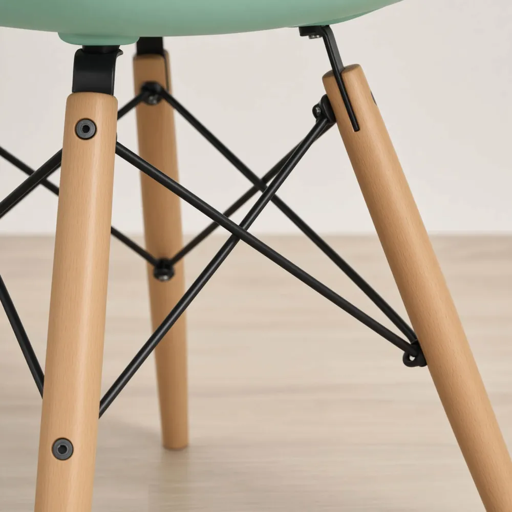 Comedor Mesa Redonda Vidrio 100cm 4 Sillas Eames Polipropileno