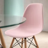 Comedor Mesa Redonda Vidrio 100cm 4 Sillas Eames Polipropileno