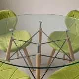 Comedor Redondo Vidrio 100cm 4 Sillas Radar Velvet Terciopelo