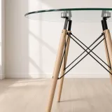 Comedor Redondo Vidrio 100cm 4 Sillas Windsor Polipropileno