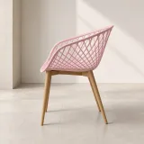 Butaca Mesh Polipropileno Patas Efecto Madera Interior Exterior