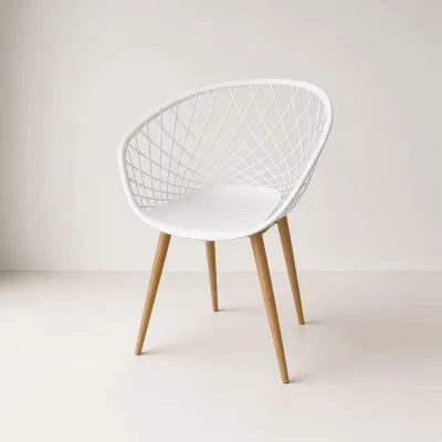 Butaca Mesh Polipropileno Patas Efecto Madera Interior Exterior