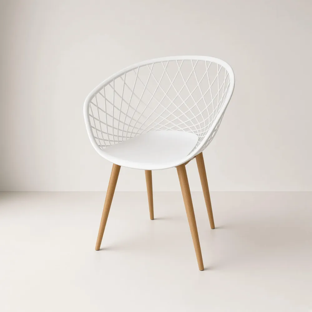Butaca Mesh Polipropileno Patas Efecto Madera Interior Exterior