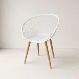 Butaca Mesh Polipropileno Patas Efecto Madera Interior Exterior