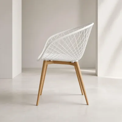 Butaca Mesh Polipropileno Patas Efecto Madera Interior Exterior
