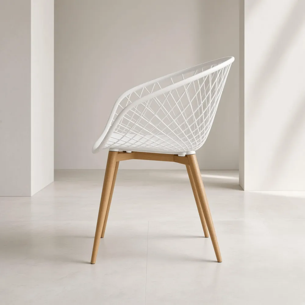 Butaca Mesh Polipropileno Patas Efecto Madera Interior Exterior