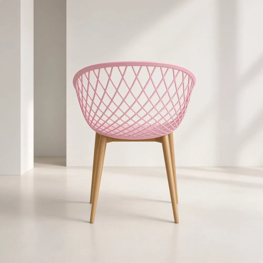 Butaca Mesh Polipropileno Patas Efecto Madera Interior Exterior