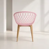 Butaca Mesh Polipropileno Patas Efecto Madera Interior Exterior