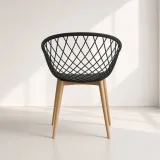 Butaca Mesh Polipropileno Patas Efecto Madera Interior Exterior