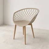 Butaca Mesh Polipropileno Patas Efecto Madera Interior Exterior