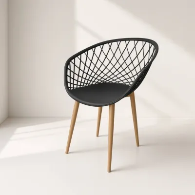 Butaca Mesh Polipropileno Patas Efecto Madera Interior Exterior