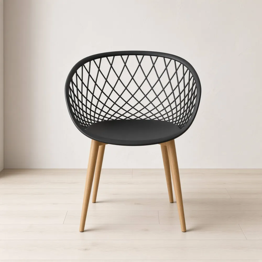 Butaca Mesh Polipropileno Patas Efecto Madera Interior Exterior