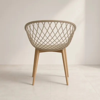 Butaca Mesh Polipropileno Patas Efecto Madera Interior Exterior
