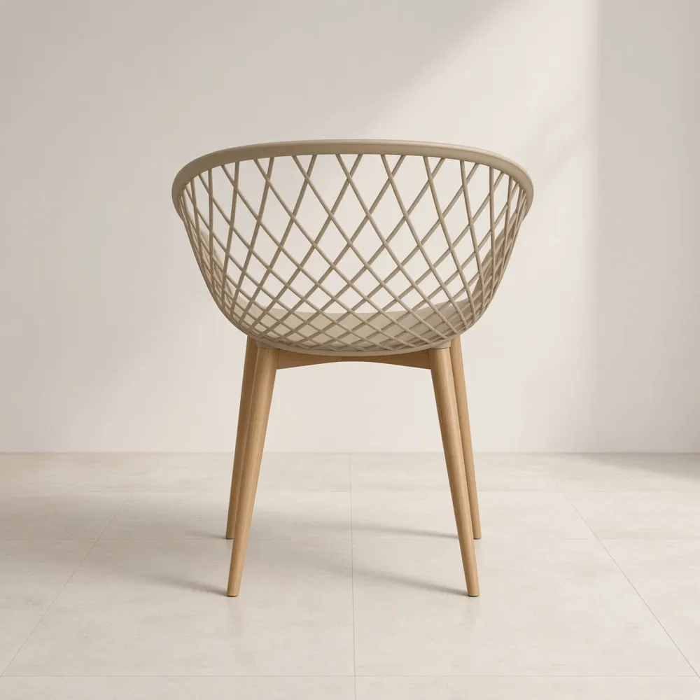 Butaca Mesh Polipropileno Patas Efecto Madera Interior Exterior