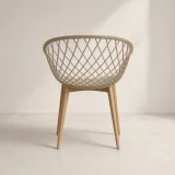 Butaca Mesh Polipropileno Patas Efecto Madera Interior Exterior