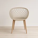 Butaca Mesh Polipropileno Patas Efecto Madera Interior Exterior