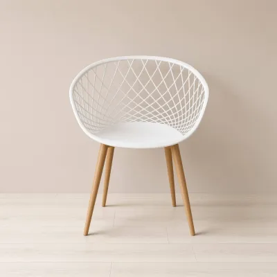 Butaca Mesh Polipropileno Patas Efecto Madera Interior Exterior