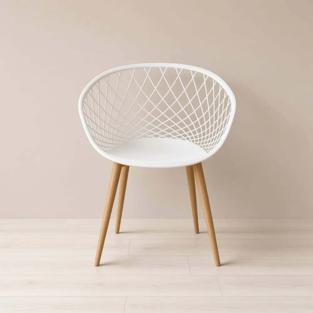 Butaca Mesh Polipropileno Patas Efecto Madera Interior Exterior