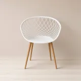 Butaca Mesh Polipropileno Patas Efecto Madera Interior Exterior