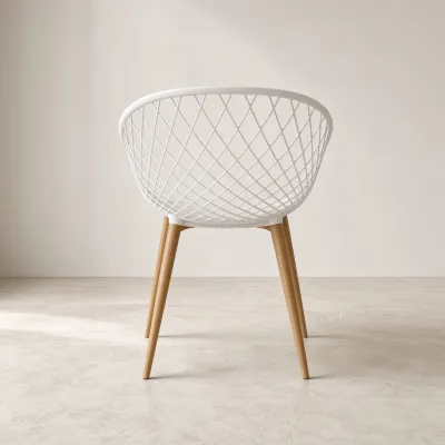Butaca Mesh Polipropileno Patas Efecto Madera Interior Exterior