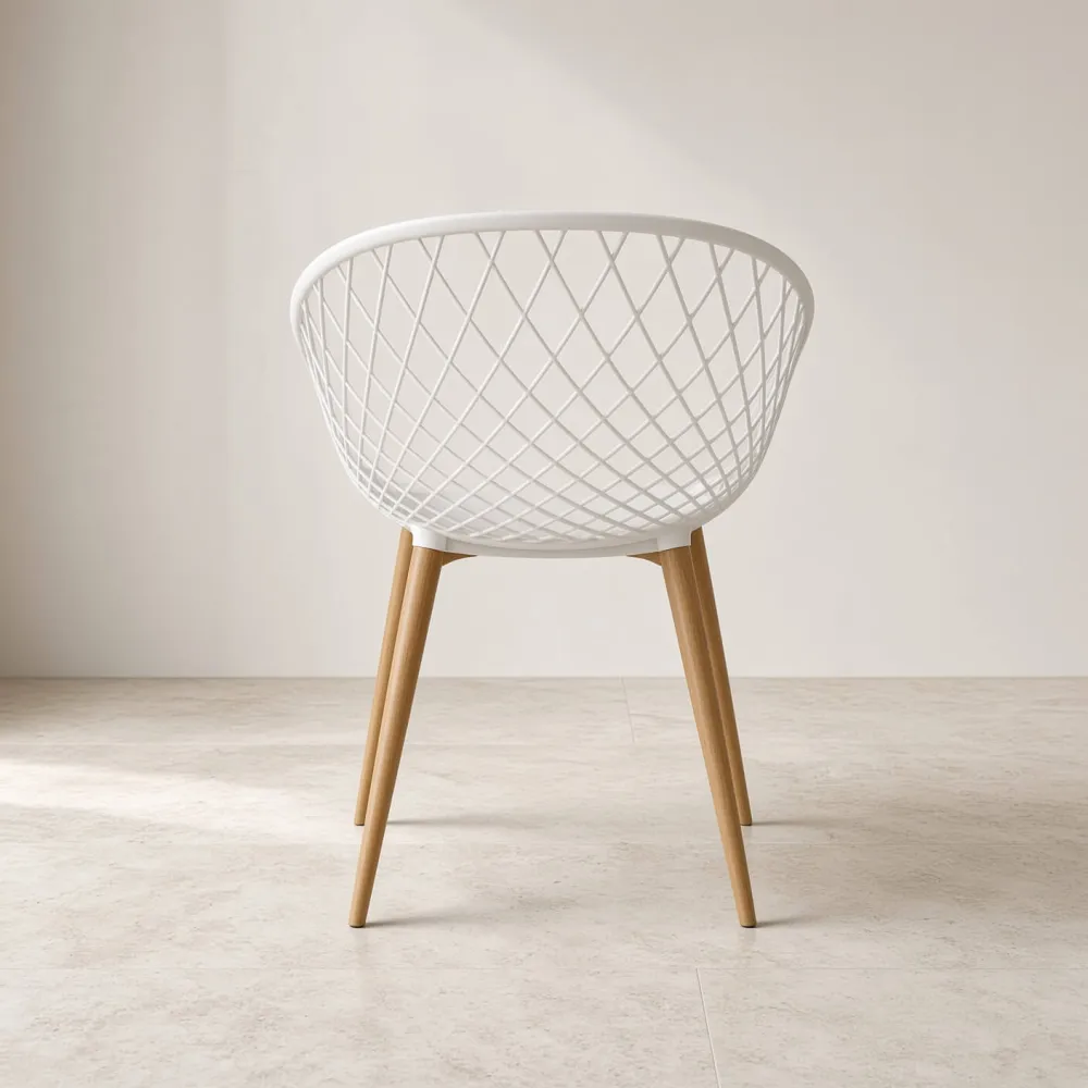 Butaca Mesh Polipropileno Patas Efecto Madera Interior Exterior