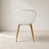 Butaca Mesh Polipropileno Patas Efecto Madera Interior Exterior