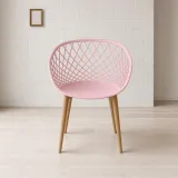 Butaca Mesh Polipropileno Patas Efecto Madera Interior Exterior