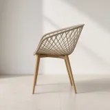 Butaca Mesh Polipropileno Patas Efecto Madera Interior Exterior