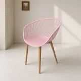 Butaca Mesh Polipropileno Patas Efecto Madera Interior Exterior