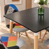 Comedor Mesa Cuadrada MDF 80x80cm 4 Sillas Patchwork