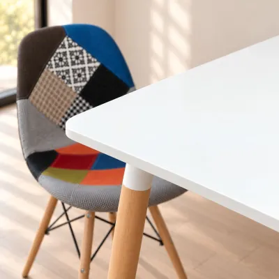 Comedor Mesa Cuadrada MDF 80x80cm 4 Sillas Patchwork