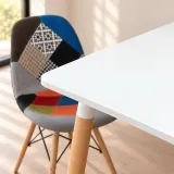 Comedor Mesa Cuadrada MDF 80x80cm 4 Sillas Patchwork