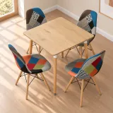 Comedor Mesa Cuadrada MDF 80x80cm 4 Sillas Patchwork