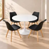 Comedor Tulip blanco 80cm con 4 sillas Tulip acolchadas – Muebles Govi