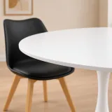 Mesa Tulip blanca redonda 80cm con sillas Tulip, comedor 4 puestos