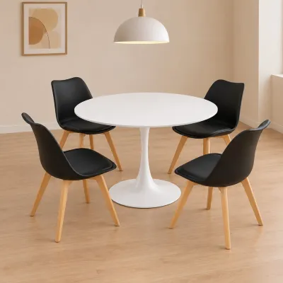 Comedor Tulip blanco 80cm 4 sillas vista superior – Muebles Govi