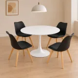 Comedor Tulip blanco 80cm 4 sillas vista superior – Muebles Govi