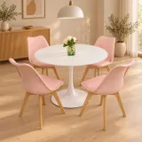 Comedor Tulip blanco 80cm 4 sillas vista superior – Muebles Govi
