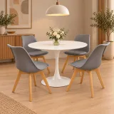 Comedor Tulip nórdico mesa blanca 80cm con 4 sillas Tulip