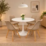 Comedor Tulip blanco 80cm 4 sillas vista superior – Muebles Govi