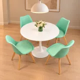 Mesa Tulip blanca redonda 80cm con sillas Tulip, comedor 4 puestos