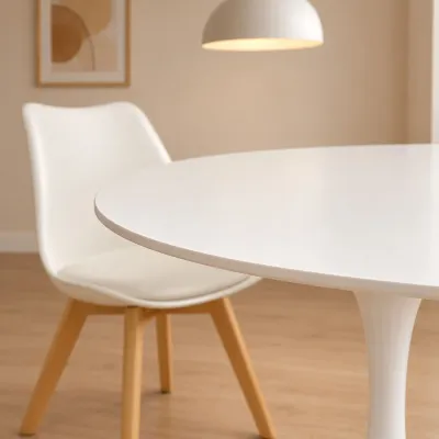 Comedor Tulip nórdico mesa blanca 80cm con 4 sillas Tulip