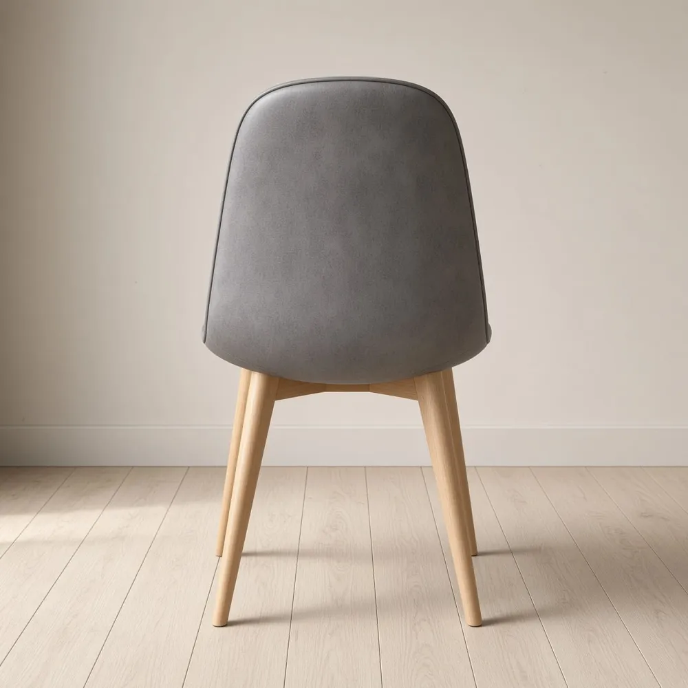 Silla Capitoné Ecocuero Vintage Patas de Madera de Haya
