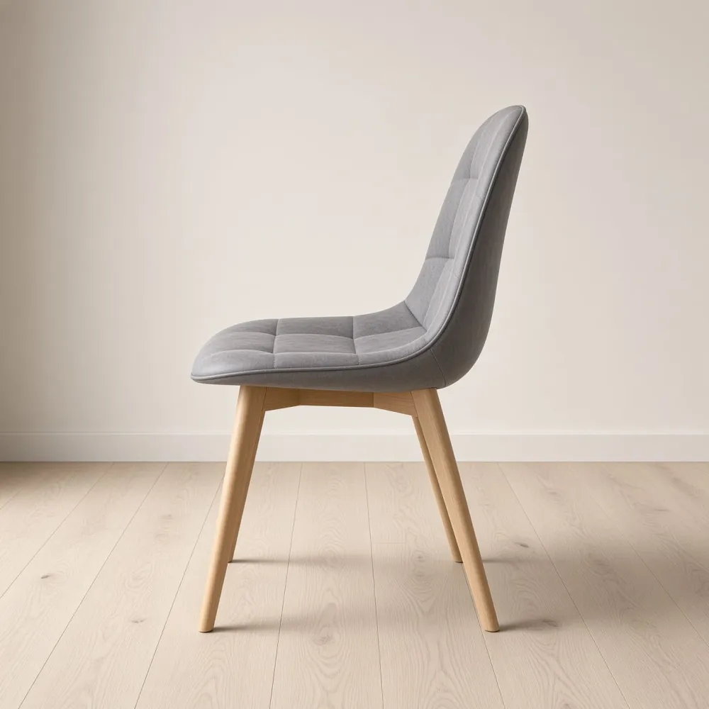 Silla Capitoné Ecocuero Vintage Patas de Madera de Haya