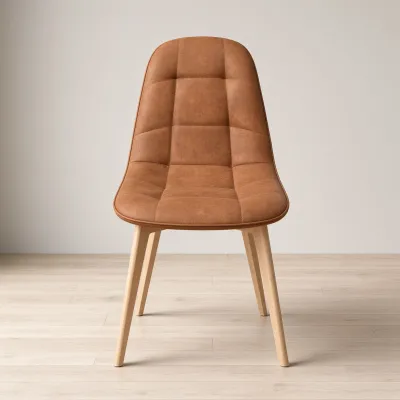 Silla Capitoné Ecocuero Vintage Patas de Madera de Haya